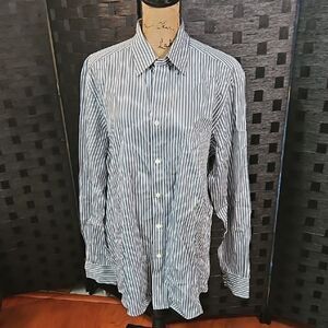 Ermenegildo Zegna Gray & White Stripe Men's Dress Shirt Size XL